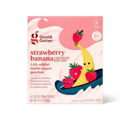 Strawberry Banana Flavored with Other Natural Flavors Kids' Yogurt Pouches - 3.5oz/4ct - Good & Gather™