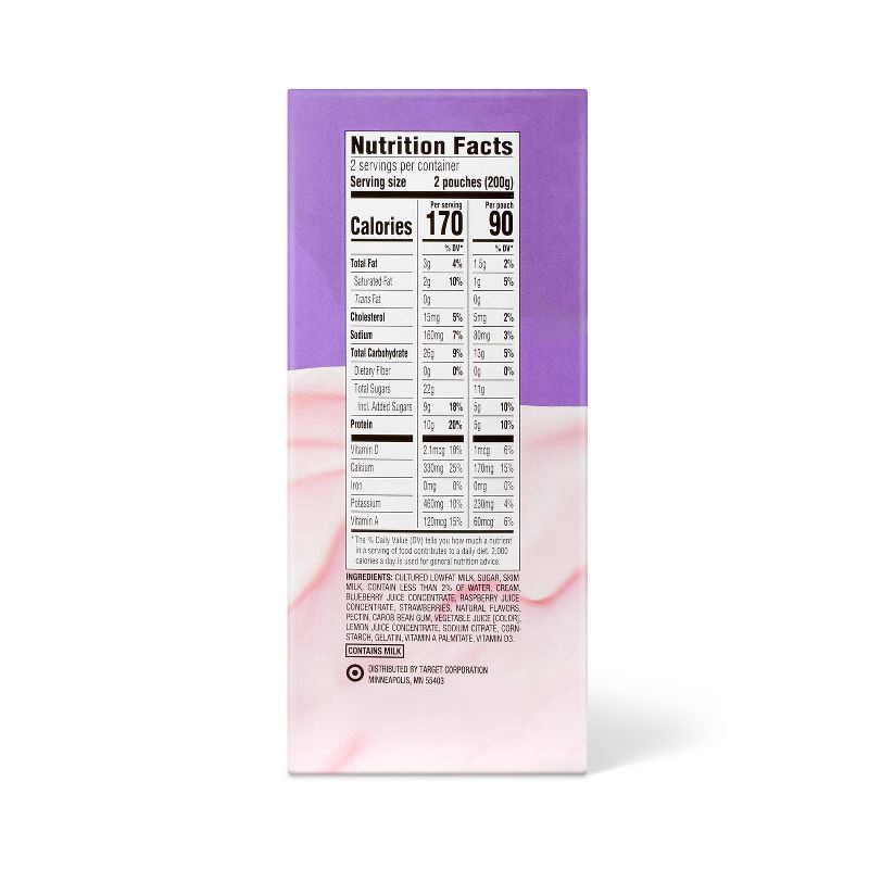 slide 2 of 5, Mixed Berry Flavored with Other Natural Flavors Lowfat Kids' Yogurt Pouches - 3.5oz/4ct - Good & Gather™, 4 ct; 3.5 oz