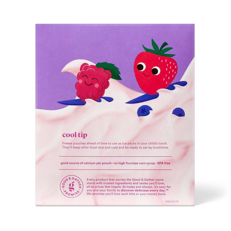slide 3 of 5, Mixed Berry Flavored with Other Natural Flavors Lowfat Kids' Yogurt Pouches - 3.5oz/4ct - Good & Gather™, 4 ct; 3.5 oz