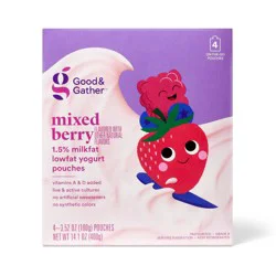 Mixed Berry Flavored with Other Natural Flavors Lowfat Kids' Yogurt Pouches - 3.5oz/4ct - Good & Gather™