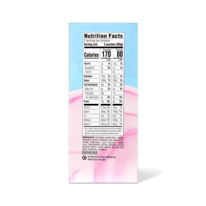 slide 2 of 5, Artificially Flavored Cotton Candy Lowfat Kids' Yogurt Pouches - 3.5oz/4ct - Good & Gather™, 4 ct; 3.5 oz