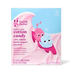 Artificially Flavored Cotton Candy Lowfat Kids' Yogurt Pouches - 3.5oz/4ct - Good & Gather™