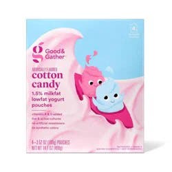 Artificially Flavored Cotton Candy Lowfat Kids' Yogurt Pouches - 3.5oz/4ct - Good & Gather™