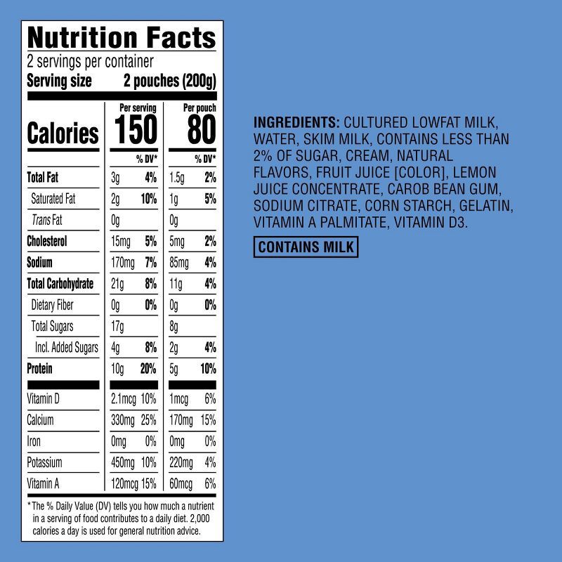 slide 5 of 5, Blueberry Lowfat Kids' Yogurt Pouches - 3.5oz/4ct - Good & Gather™, 4 ct; 3.5 oz