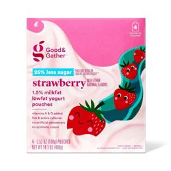 Strawberry Lowfat Yogurt Kids' Pouches - 3.5oz/4ct - Good & Gather™
