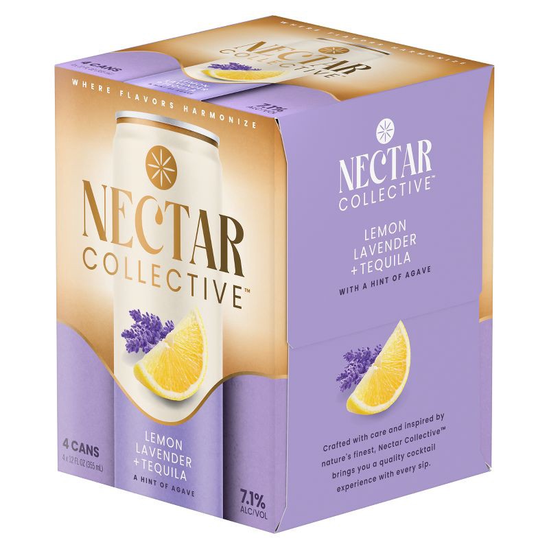 slide 2 of 7, Nectar Collective Lemon Lavender Tequila - 4pk/12 fl oz Cans, 4 ct; 12 fl oz