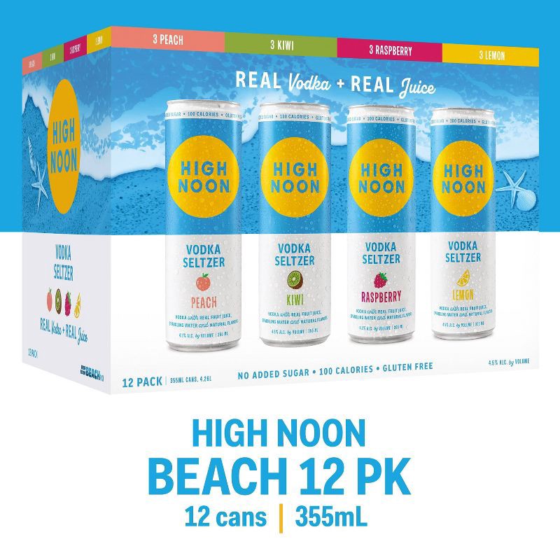 slide 2 of 9, High Noon Beach Variety Flavored Beverages - 12pk/12 fl oz Cans, 12 ct; 12 fl oz