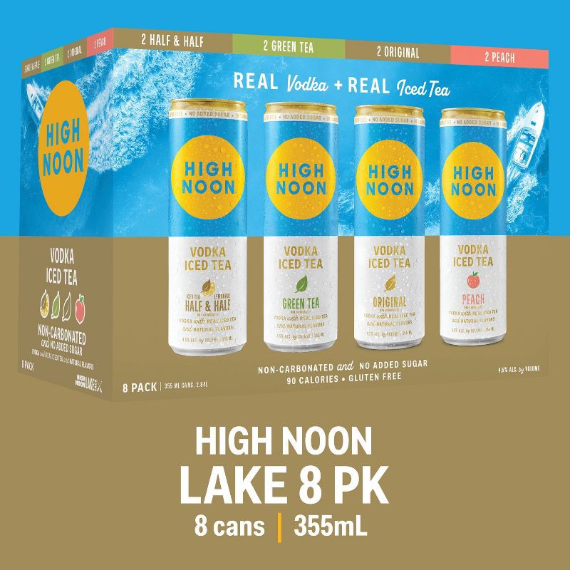 slide 3 of 8, High Noon Iced Tea Variety Flavored Beverages - 8pk/12 fl oz Cans, 8 ct; 12 fl oz
