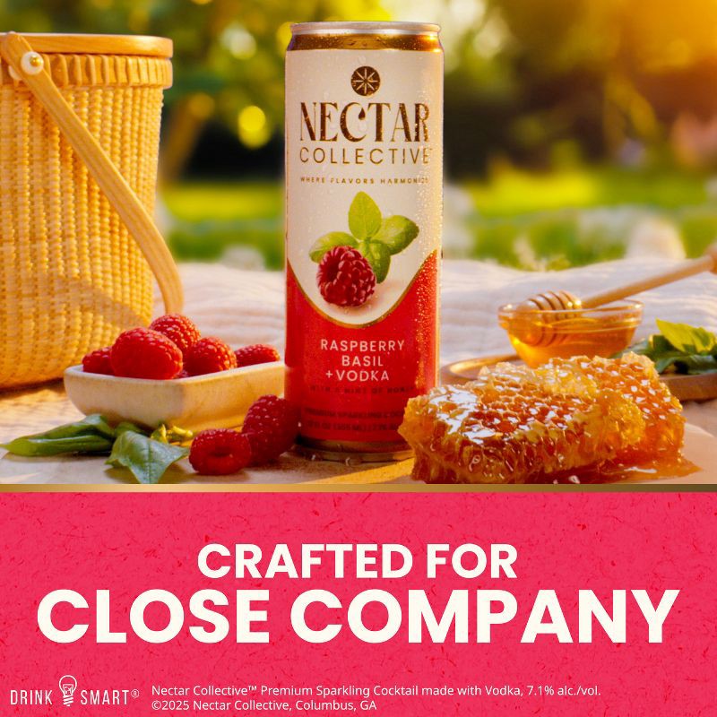 slide 6 of 7, Nectar Collective Raspberry Basil Vodka - 4pk/12 fl oz Cans, 4 ct; 12 fl oz