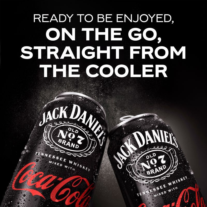 slide 8 of 8, Jack Daniel's & Coca-Cola - 4pk/12 fl oz Cans, 4 ct; 12 fl oz