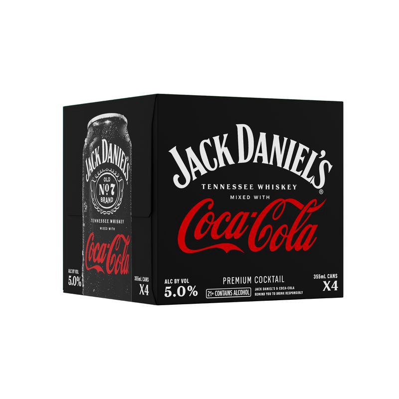 slide 7 of 8, Jack Daniel's & Coca-Cola - 4pk/12 fl oz Cans, 4 ct; 12 fl oz