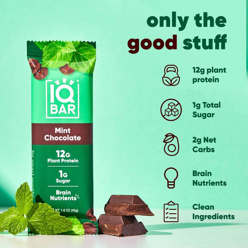 slide 3 of 6, IQBAR Mint Chocolate Protein Bars - 6.4oz/4ct, 4 ct; 6.4 oz
