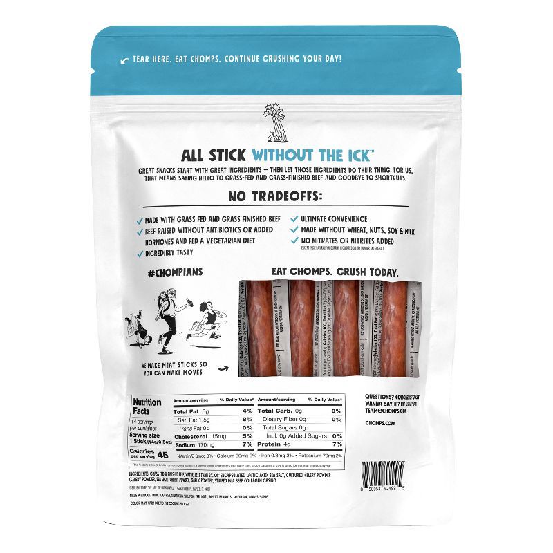 slide 2 of 7, Chomps Snack Sticks Chomplings Sea Salt Beef Mini Sticks - 7oz/14ct, 7 oz, 14 ct
