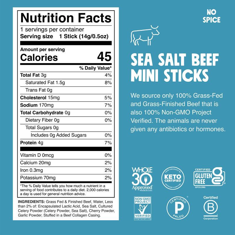 slide 3 of 7, Chomps Snack Sticks Chomplings Sea Salt Beef Mini Sticks - 7oz/14ct, 7 oz, 14 ct