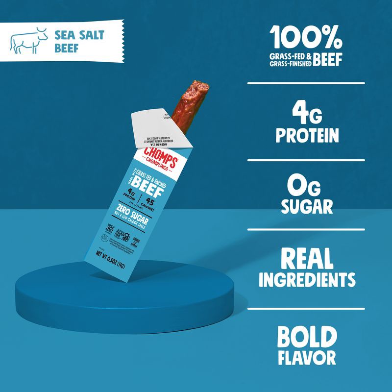 slide 5 of 7, Chomps Snack Sticks Chomplings Sea Salt Beef Mini Sticks - 7oz/14ct, 7 oz, 14 ct