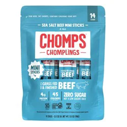 Chomps Snack Sticks Chomplings Sea Salt Beef Mini Sticks - 7oz/14ct