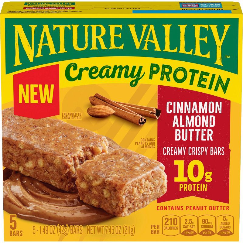 slide 2 of 8, Nature Valley Creamy Protein Cinnamon Almond Butter Bars - 5ct, 5 ct