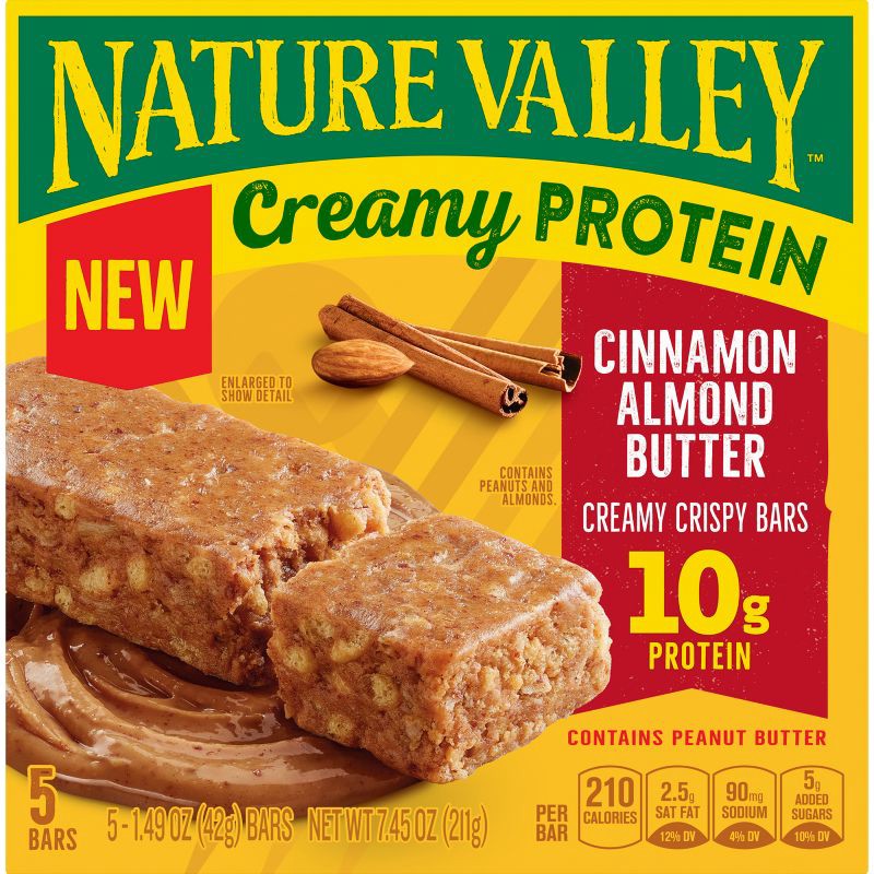 slide 4 of 8, Nature Valley Creamy Protein Cinnamon Almond Butter Bars - 5ct, 5 ct