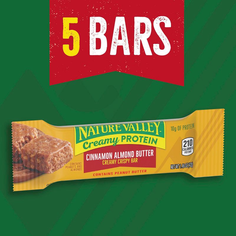 slide 8 of 8, Nature Valley Creamy Protein Cinnamon Almond Butter Bars - 5ct, 5 ct