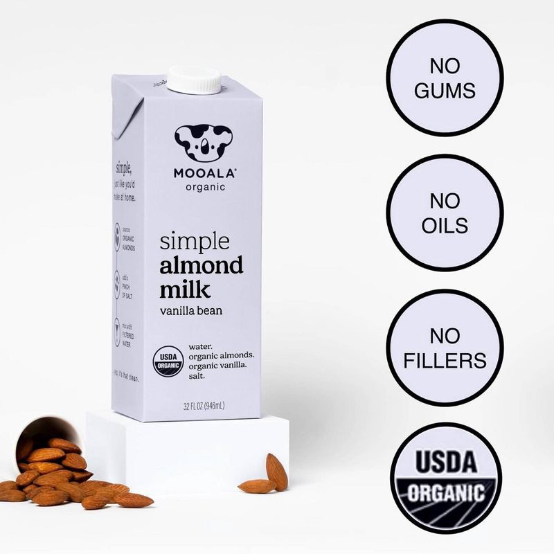 slide 2 of 5, Mooala Simple Almond Vanilla Bean Milk - 32 fl oz, 32 fl oz