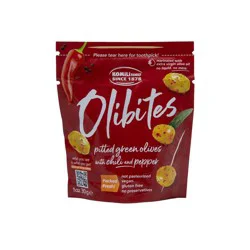 Olibites Pitted Green Olives with Chili and Pepper - 1oz