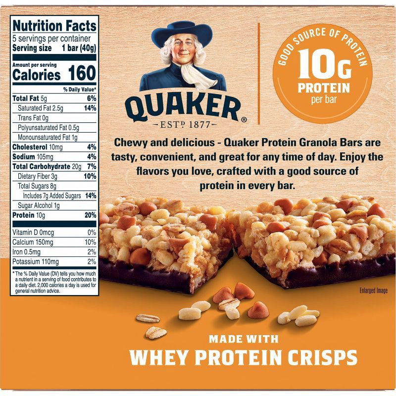 slide 4 of 9, Quaker Peanut Butter & Chocolate Chewy Protein Granola Bars - 7oz/5ct, 5 ct; 7 oz