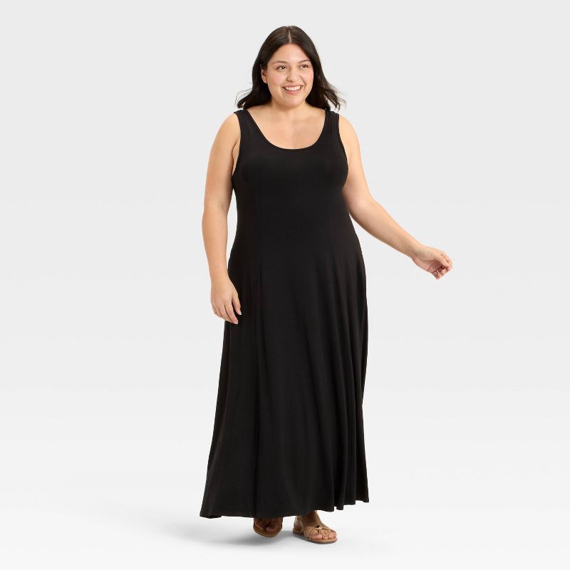 slide 1 of 3, Women's Seamed Maxi Dress - Ava & Viv™ Black 1X, 1 ct