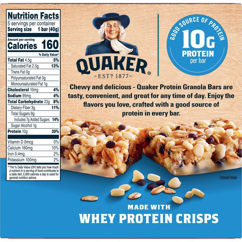 slide 2 of 9, Quaker Cookies & Cream Chewy Protein Granola Bars - 7oz/5ct, 5 ct; 7 oz