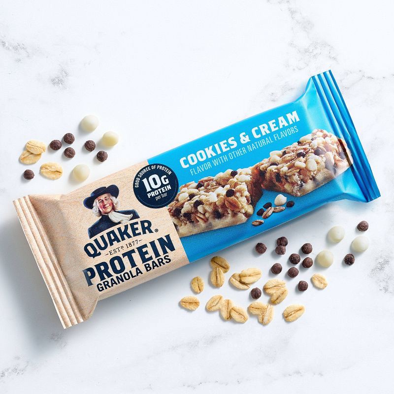 slide 5 of 9, Quaker Cookies & Cream Chewy Protein Granola Bars - 7oz/5ct, 5 ct; 7 oz