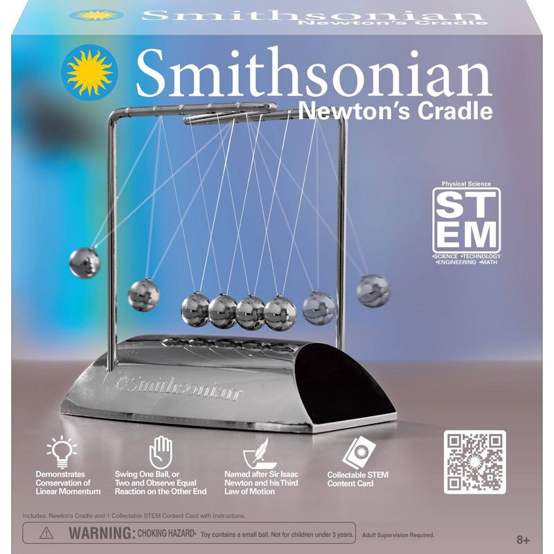 slide 3 of 5, Smithsonian Newton's Cradle: Physics Learning Kit for 3rd Grade with Instruction Guide, 1 ct