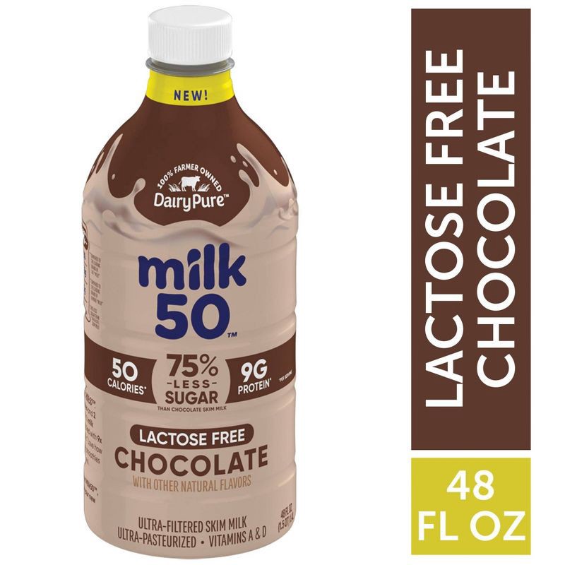 slide 2 of 8, DairyPure Milk 50 Skim Chocolate Milk - 48 fl oz, 48 fl oz