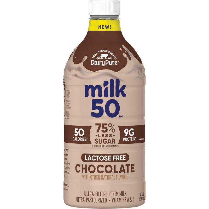 slide 1 of 8, DairyPure Milk 50 Skim Chocolate Milk - 48 fl oz, 48 fl oz