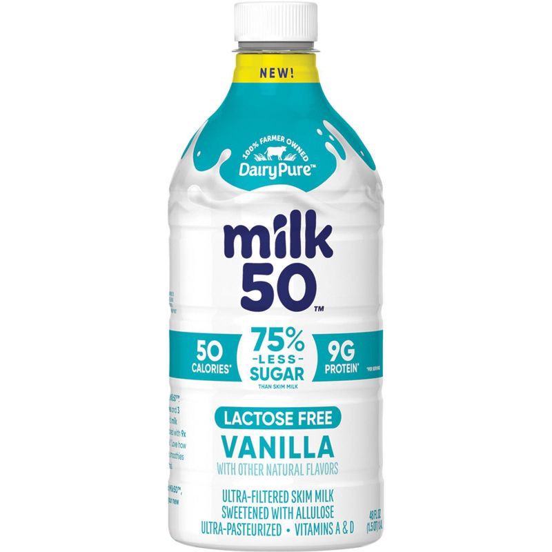 slide 1 of 8, DairyPure Milk 50 Skim Vanilla Milk - 48 fl oz, 48 fl oz