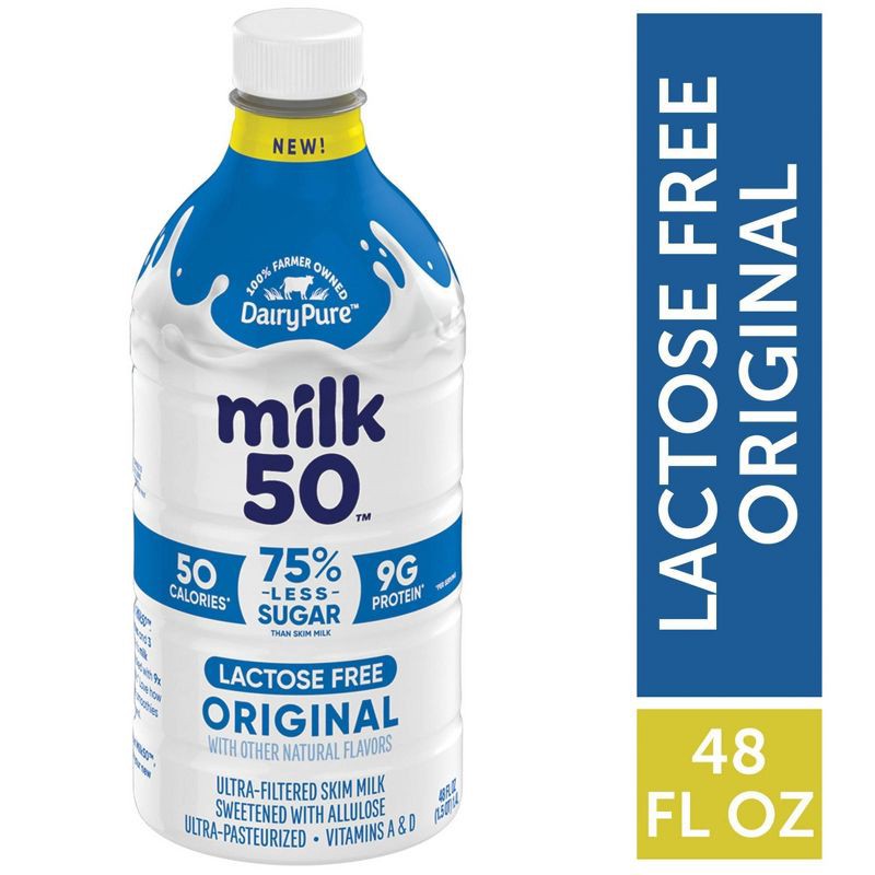 slide 2 of 8, DairyPure Milk 50 Skim Unflavored Milk - 48 fl oz, 48 fl oz