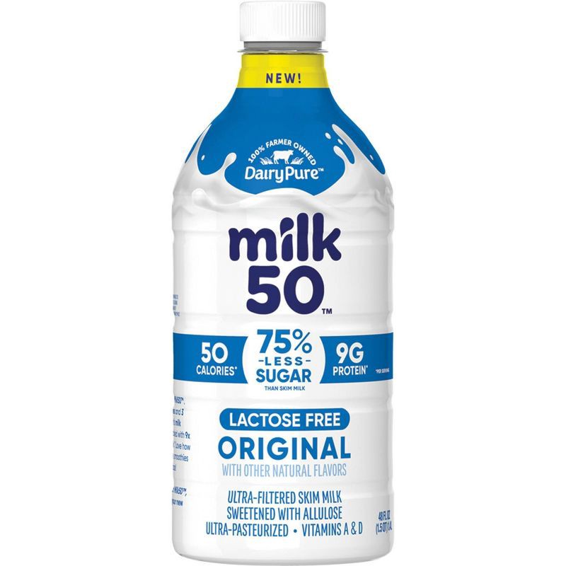 slide 1 of 8, DairyPure Milk 50 Skim Unflavored Milk - 48 fl oz, 48 fl oz