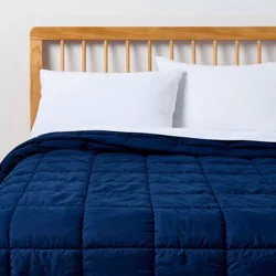 Full/Queen Puffer Box Stitch Comforter Navy Blue - Room Essentials™