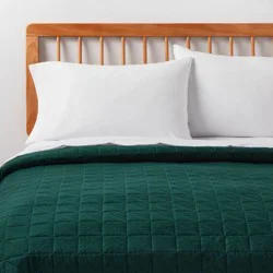Full/Queen Microfiber Quilt Dark Green - Room Essentials™
