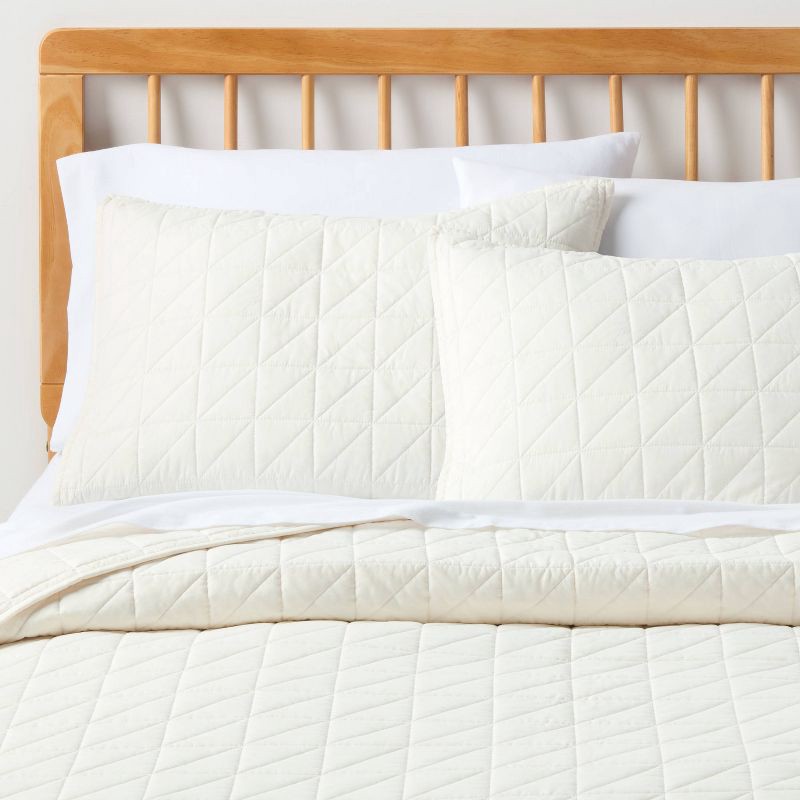 slide 2 of 3, Standard Microfiber Quilt Sham Ivory - Room Essentials™, 1 ct