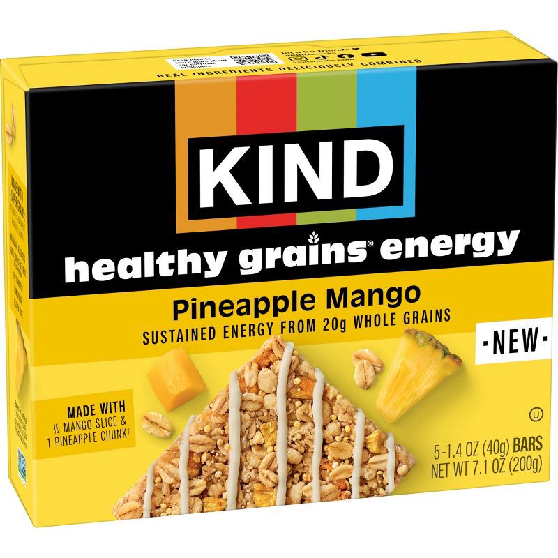 slide 4 of 5, KIND Health Grains Energy Pineapple Mango Protein Bars - 5ct, 5 ct