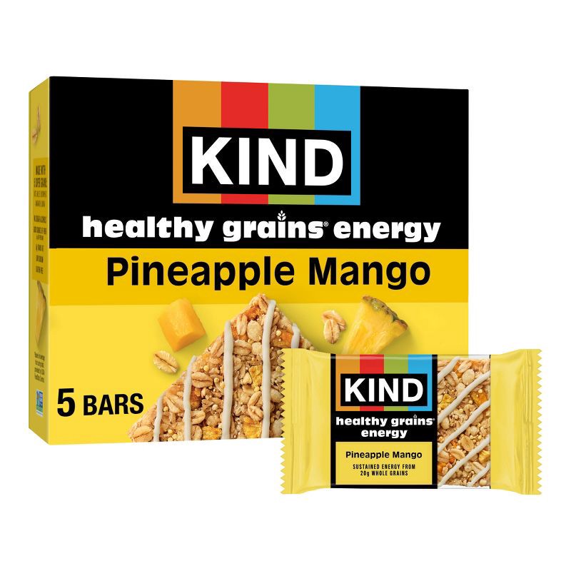 slide 1 of 5, KIND Health Grains Energy Pineapple Mango Protein Bars - 5ct, 5 ct