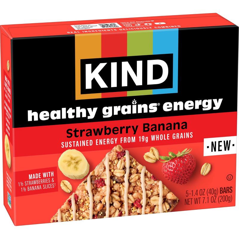 slide 3 of 5, KIND Health Grains Energy Strawberry Banana Protein Bars - 5ct, 5 ct