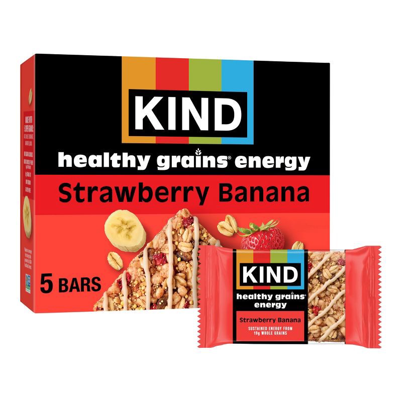 slide 1 of 5, KIND Health Grains Energy Strawberry Banana Protein Bars - 5ct, 5 ct