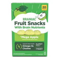 Brainiac Kids Fruit Snacks with Omega-3s Mega Apple - 12.4oz/20ct