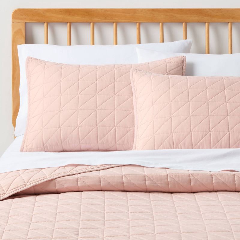 slide 2 of 3, Standard Microfiber Quilt Sham Pink - Room Essentials™, 1 ct
