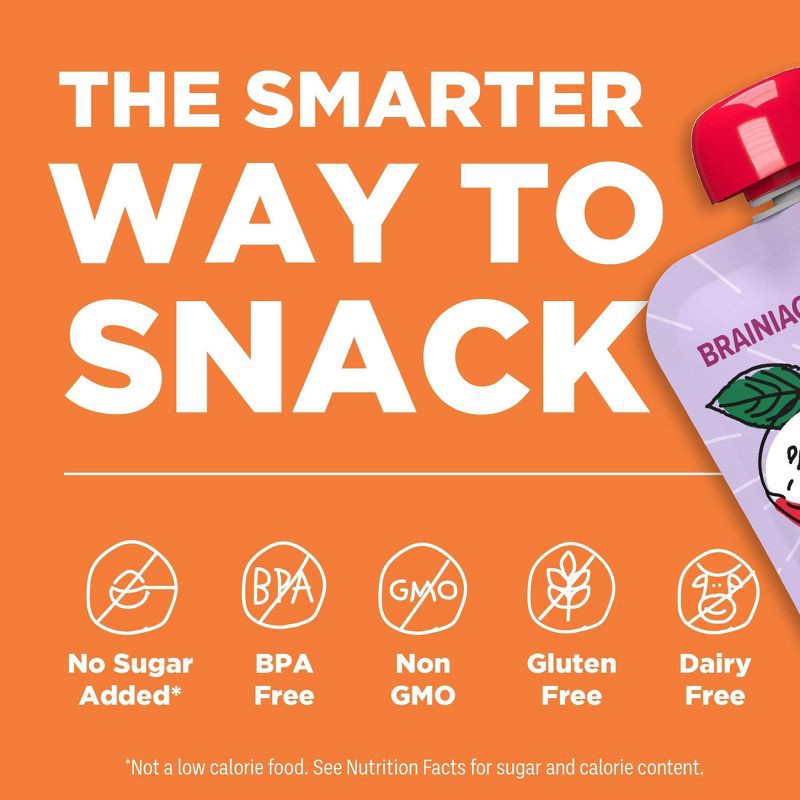 slide 7 of 11, Brainiac Kids Brain Squeezers Applesauce Pouches Fruit and Veggie Variety Pack Apple Banana Carrot & Apple Strawberry Spinach - 3.2oz/10ct, 3.2 oz, 10 ct