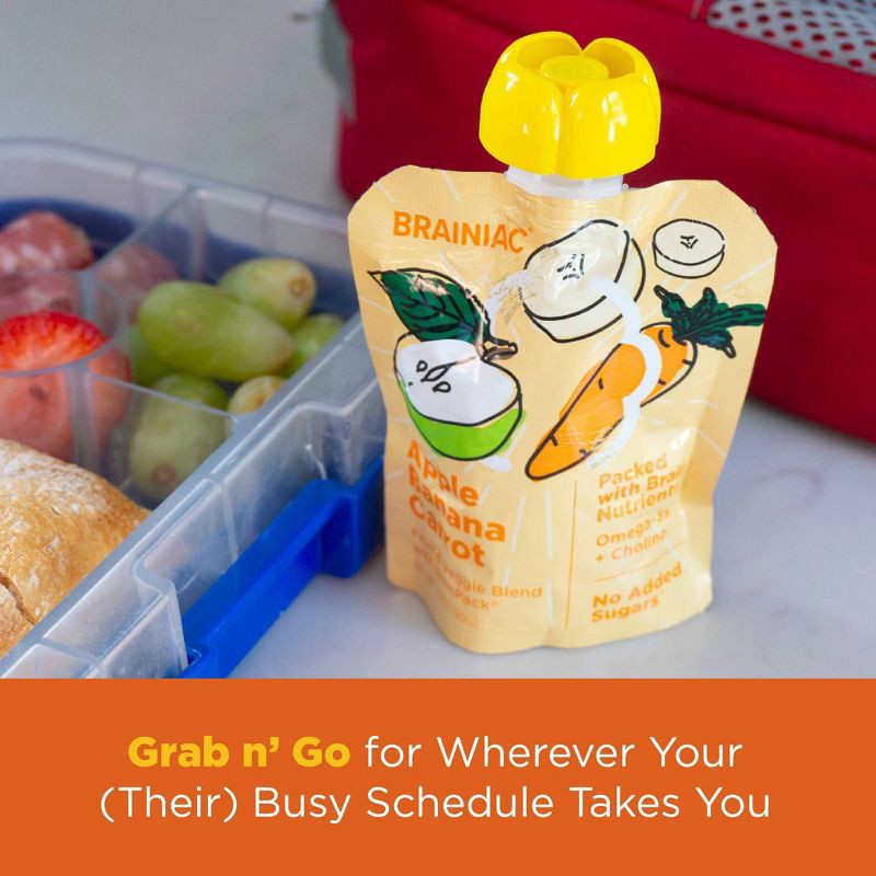 slide 9 of 11, Brainiac Kids Brain Squeezers Applesauce Pouches Fruit and Veggie Variety Pack Apple Banana Carrot & Apple Strawberry Spinach - 3.2oz/10ct, 3.2 oz, 10 ct