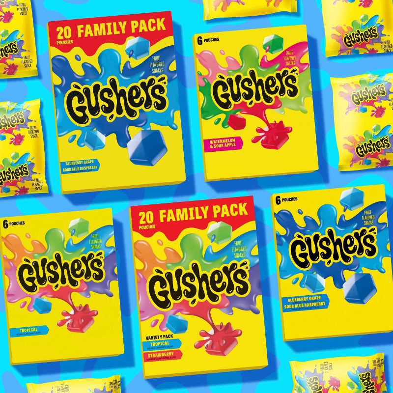 slide 5 of 10, Fruit Gushers Fruit Snacks Blueberry Grape Sour Blue Raspberry - 4.8oz/6ct, 4.8 oz, 6 ct