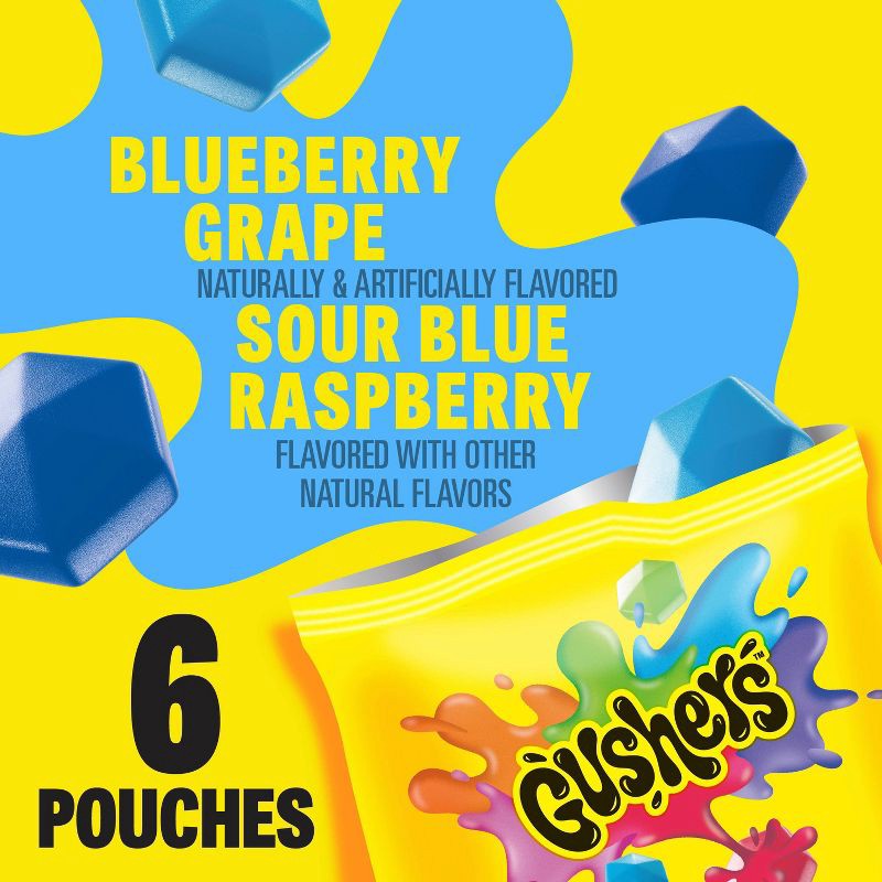 slide 10 of 10, Fruit Gushers Fruit Snacks Blueberry Grape Sour Blue Raspberry - 4.8oz/6ct, 4.8 oz, 6 ct