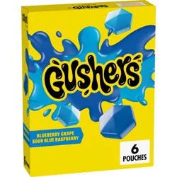 Fruit Gushers Fruit Snacks Blueberry Grape Sour Blue Raspberry - 4.8oz/6ct