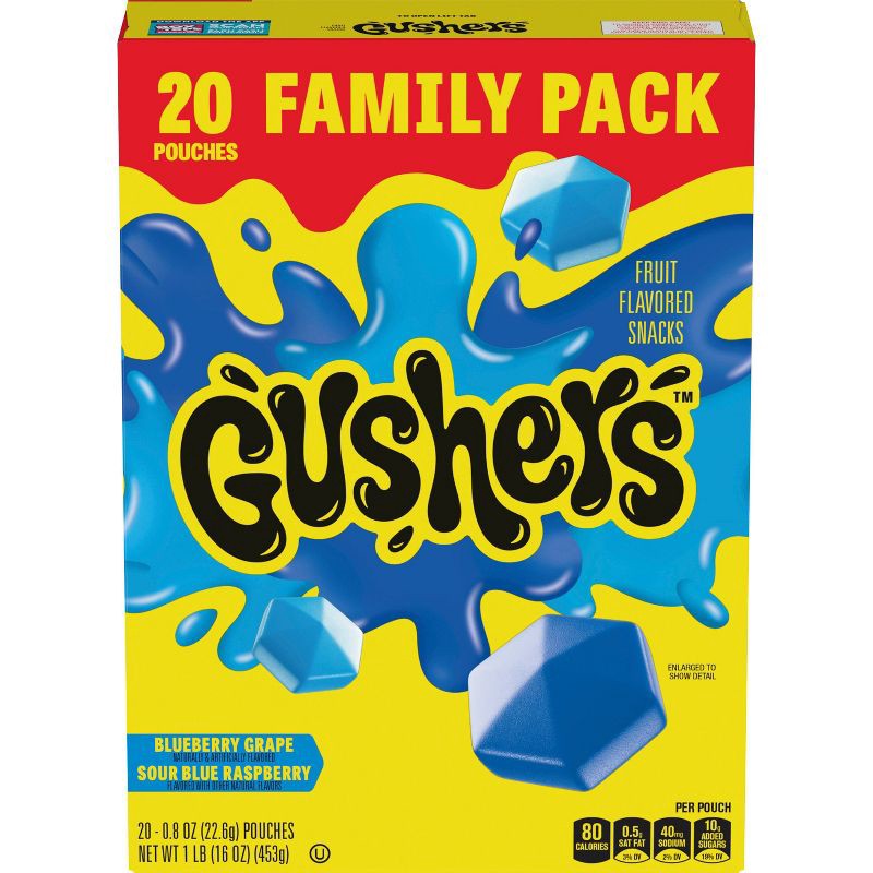 slide 2 of 11, Fruit Gushers Blueberry Grape Sour Blue Raspberry Fruit Snacks - 16oz/20ct, 20 ct; 16 oz